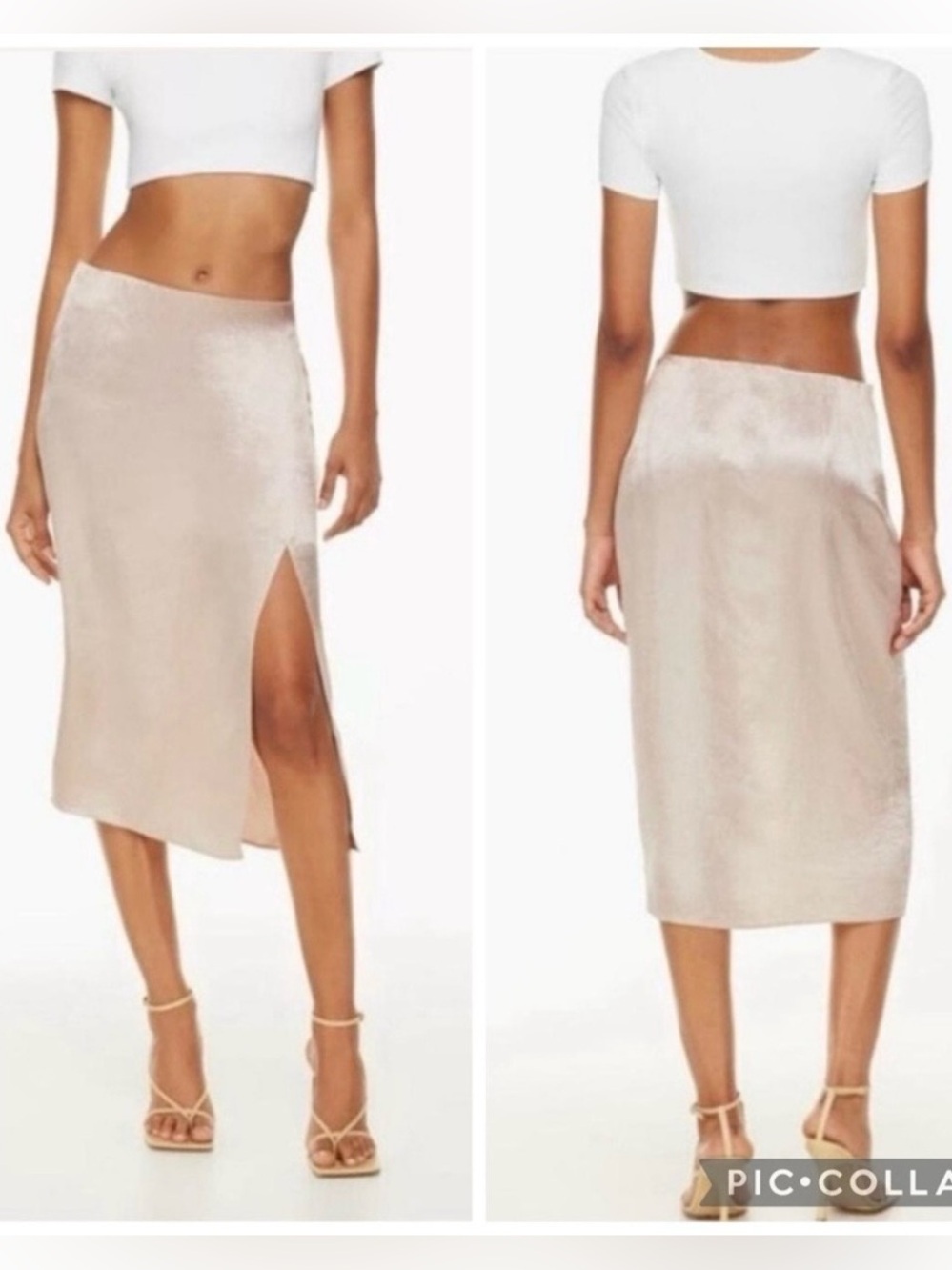 Babaton Aldus Slip Skirt NWT | Size 2 | Satin Midi in Denude Nude Beige Aritzia